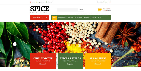 шаблон магазина специй zencart