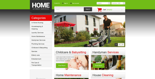 главная семейные услуги prestashop тема