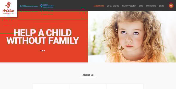 отзывчивый шаблон сайта детской благотворительности