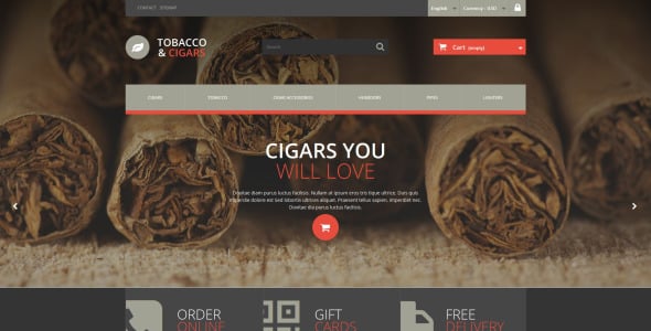 табак и сигары prestashop тема