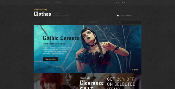 альтернативный магазин одежды prestashop тема