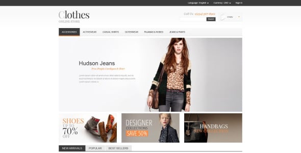 магазин одежды prestashop тема