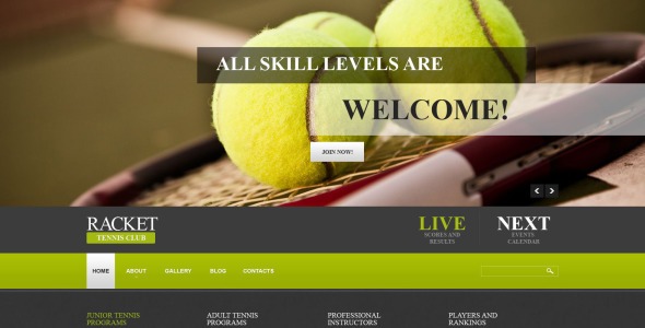 теннис отзывчивый шаблон joomla
