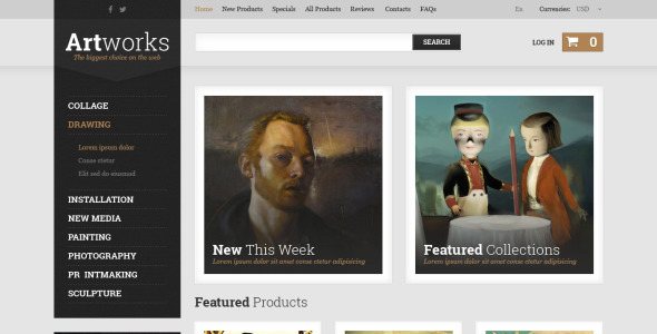 художественный магазин zencart шаблон
