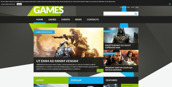 игровой портал отзывчивый шаблон joomla