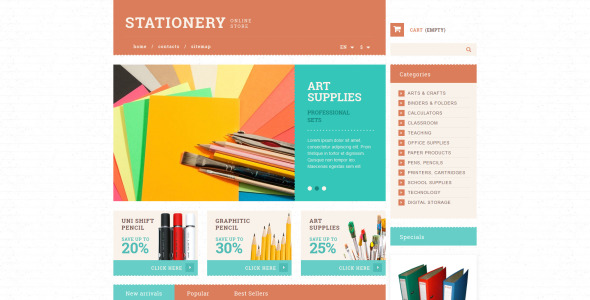 канцелярские товары и бумага prestashop тема