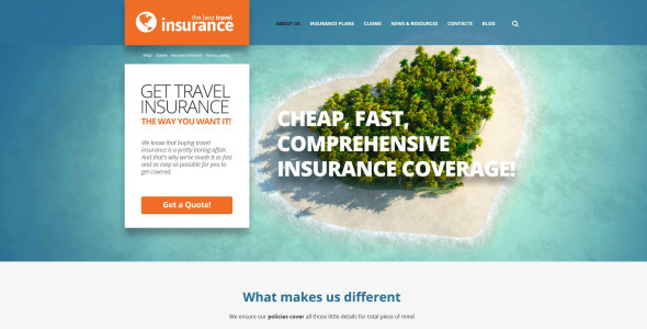 поставщик страхования путешествий wordpress тема
