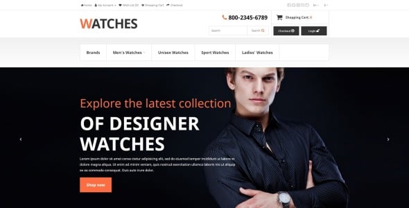 брендовые часы opencart шаблон