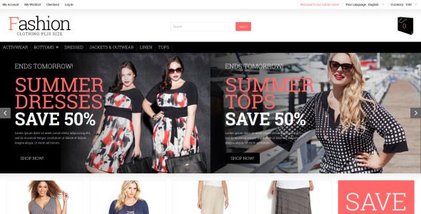 плюс размер женская одежда magento тема