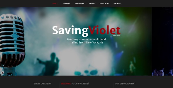 музыкальная группа отзывчивый html5 шаблон сайта