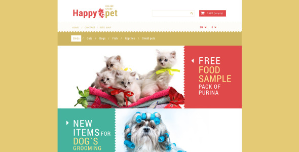 домашние животные шоппинг тема prestashop