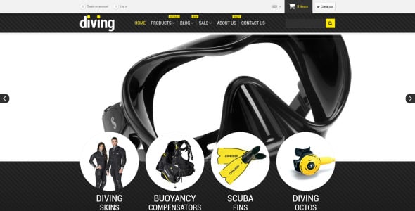 дайвинг магазин shopify тема