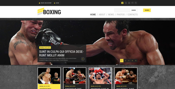 шаблон веб-сайта боксерского портала