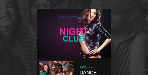 ночной клуб отзывчивый шаблон информационного бюллетеня