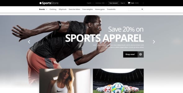 спортивная одежда оборудование prestashop тема