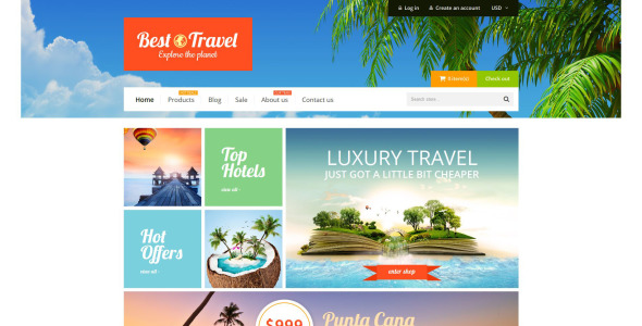 туристическое бюро shopify тема