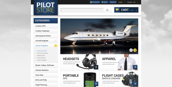 тема PrestaShop авиационного оборудования