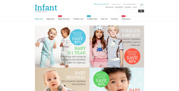 детская мода magento тема