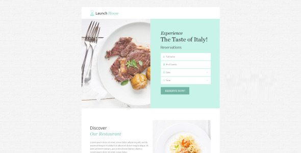 Unbounce шаблон на тему кафе и ресторан
