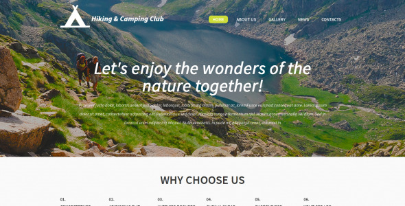пеший туризм и кемпинг клуб wordpress тема
