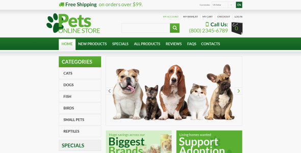 животные домашние животные шаблон zencart