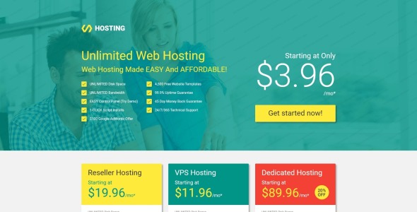 хостинг адаптивного шаблона целевой страницы