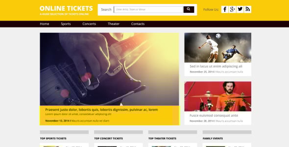 шаблон сайта tickets online