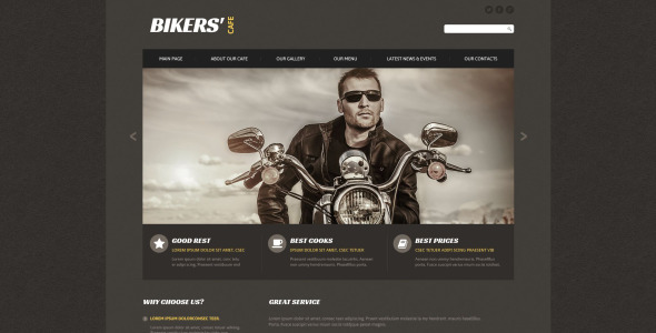 шаблон сайта байкерского кафе