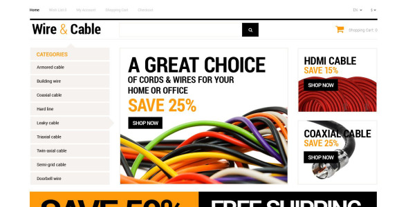 шнуры и провода хранят шаблон opencart