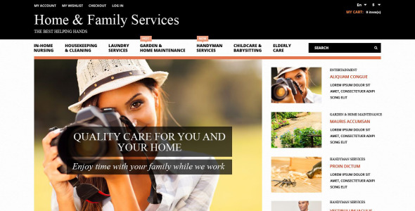 главная семейные услуги magento тема