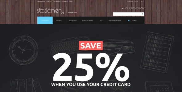 шаблон zencart для офисных и школьных принадлежностей