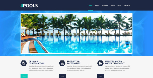плавательный бассейн отзывчивая тема wordpress