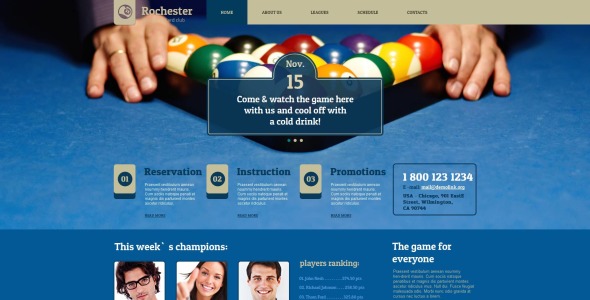 бильярд moto cms html шаблон