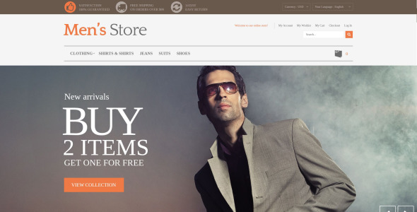 мужской магазин prestashop тема