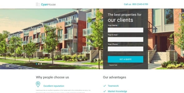 агентство недвижимости классический html шаблон целевой страницы