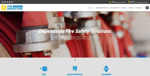шаблон бизнес-сайта противопожарной защиты