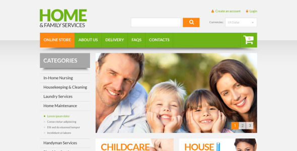 шаблон virtuemart home family services