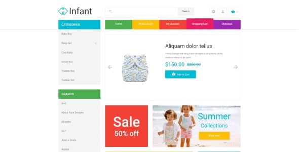 шаблон opencart магазина детской одежды