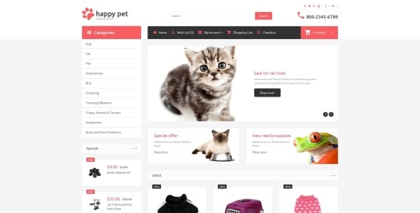 шаблон opencart для домашних животных