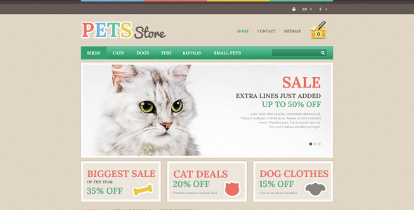 зоомагазин prestashop тема