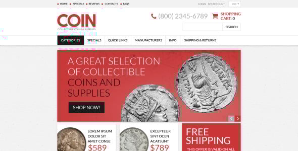 отзывчивый шаблон zencart для антикварного магазина