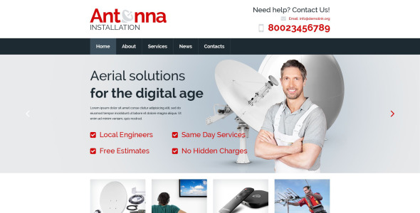 адаптивный шаблон веб-сайта спутникового телевидения