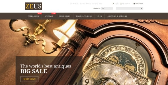 антикварный магазин zencart шаблон