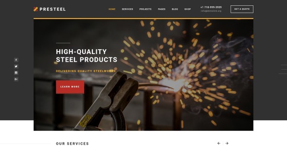 многостраничный креативный html шаблон сайта steelworks