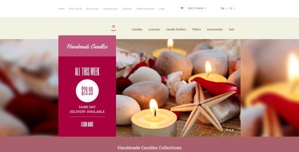 декоративные свечи шаблон opencart