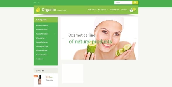 органическая косметика opencart шаблон
