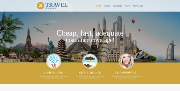 шаблон сайта агентства по страхованию путешествий