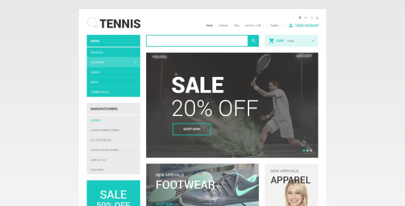 магазин теннисных аксессуаров prestashop theme