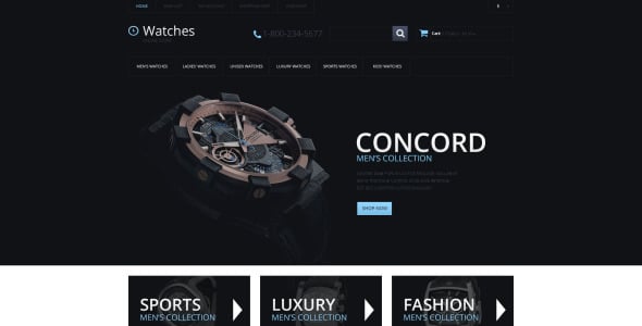 часы отзывчивый шаблон opencart