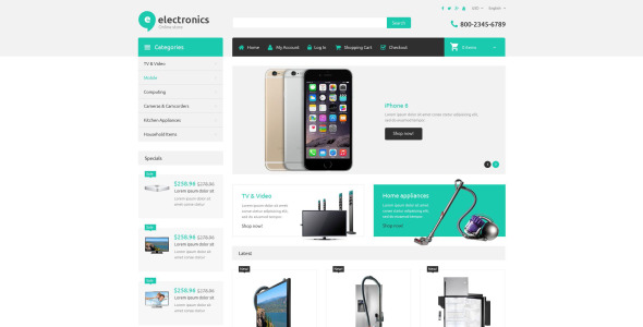 магазин электроники отзывчивый шаблон zencart